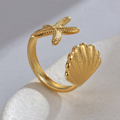 Gouden schelp ring